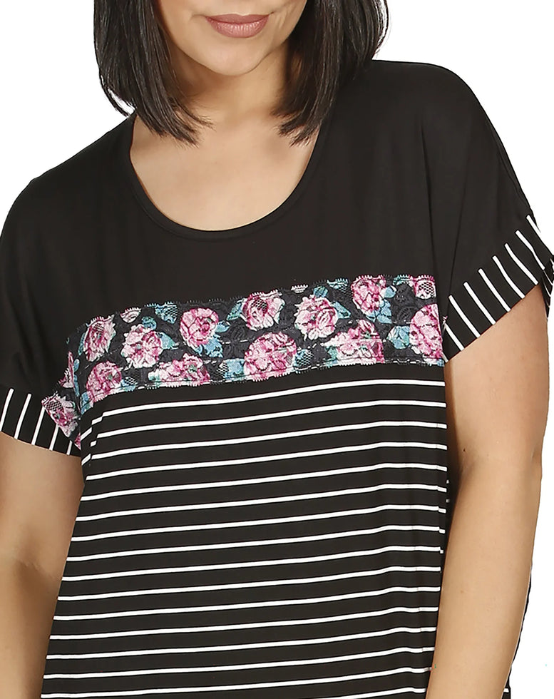 Yuu 316S Stripe Rose Dress Nightie